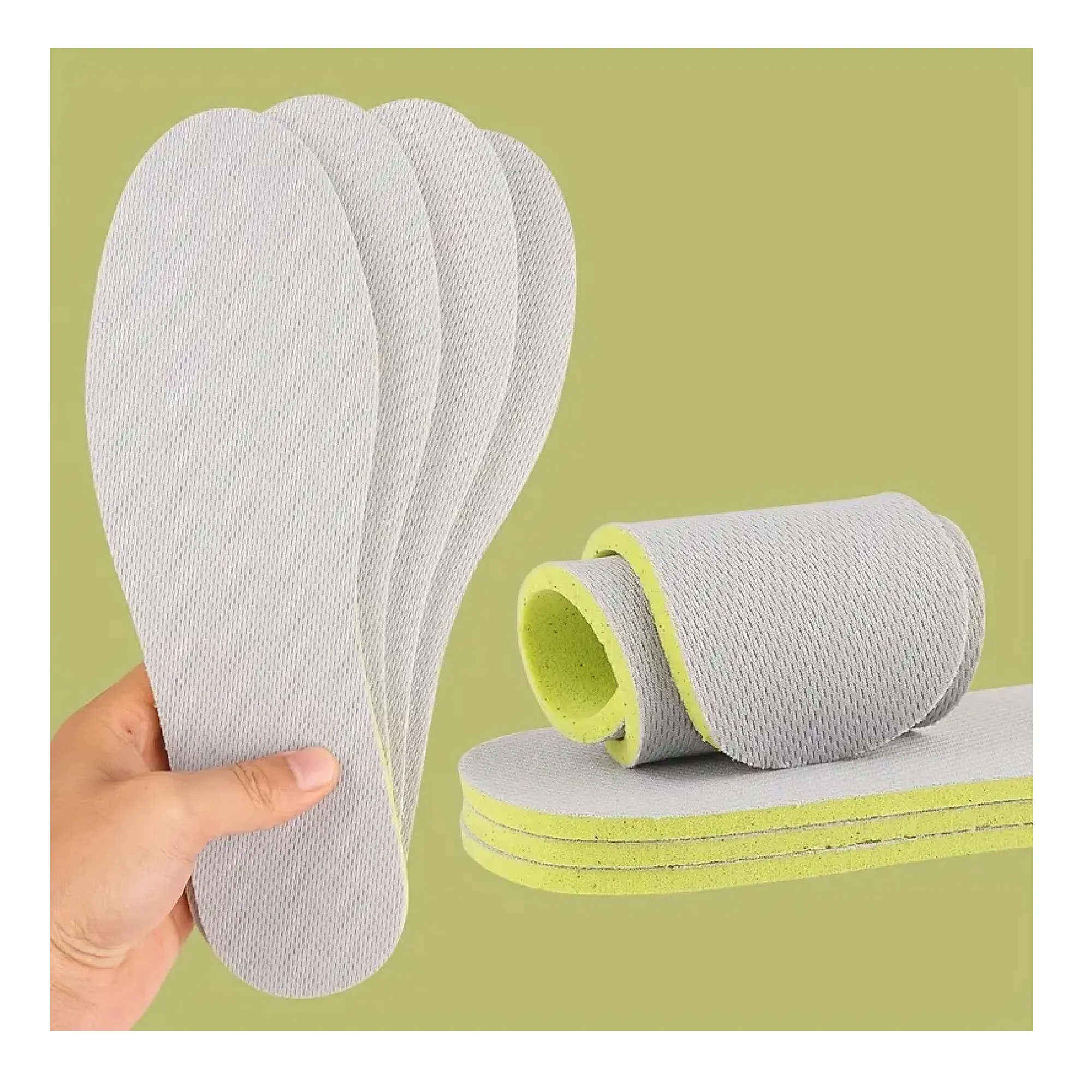 3/5pairs Barefoot Insoles, Gray, Ultra-thin, Oushonai, Female, Non-slip, Male, Sweat-absorbent And Breathable, Not Stuffy, Anti-odor, Soft Bottom, Leather Shoes, Single Shoes, Insoles