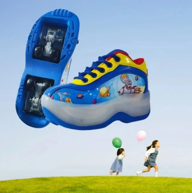4-wheel Cartoon Children Adult Kids Roller Skate Shoes