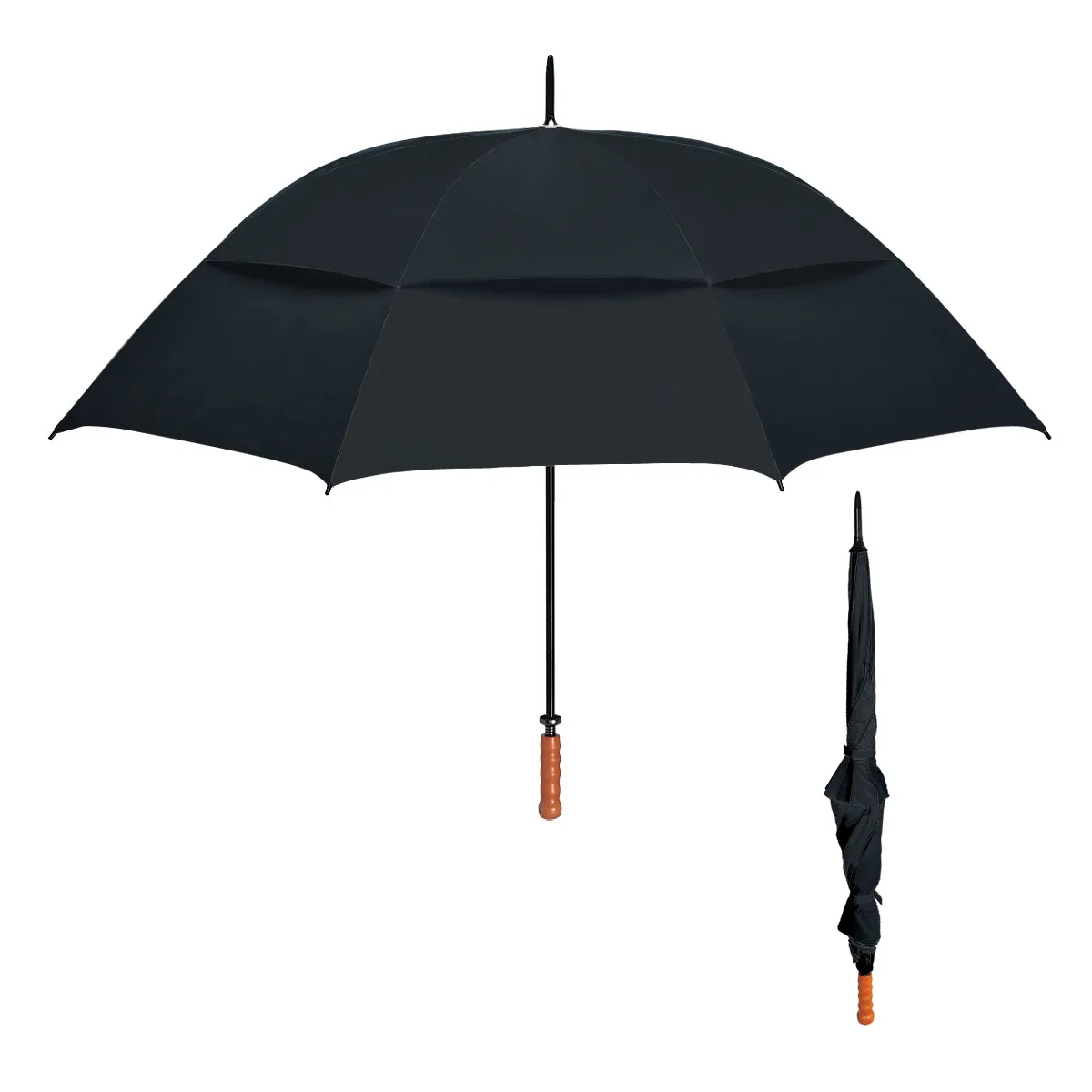 68" Arc Windproof Vented Umbrella, Black