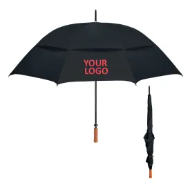 68" Arc Windproof Vented Umbrella, Black