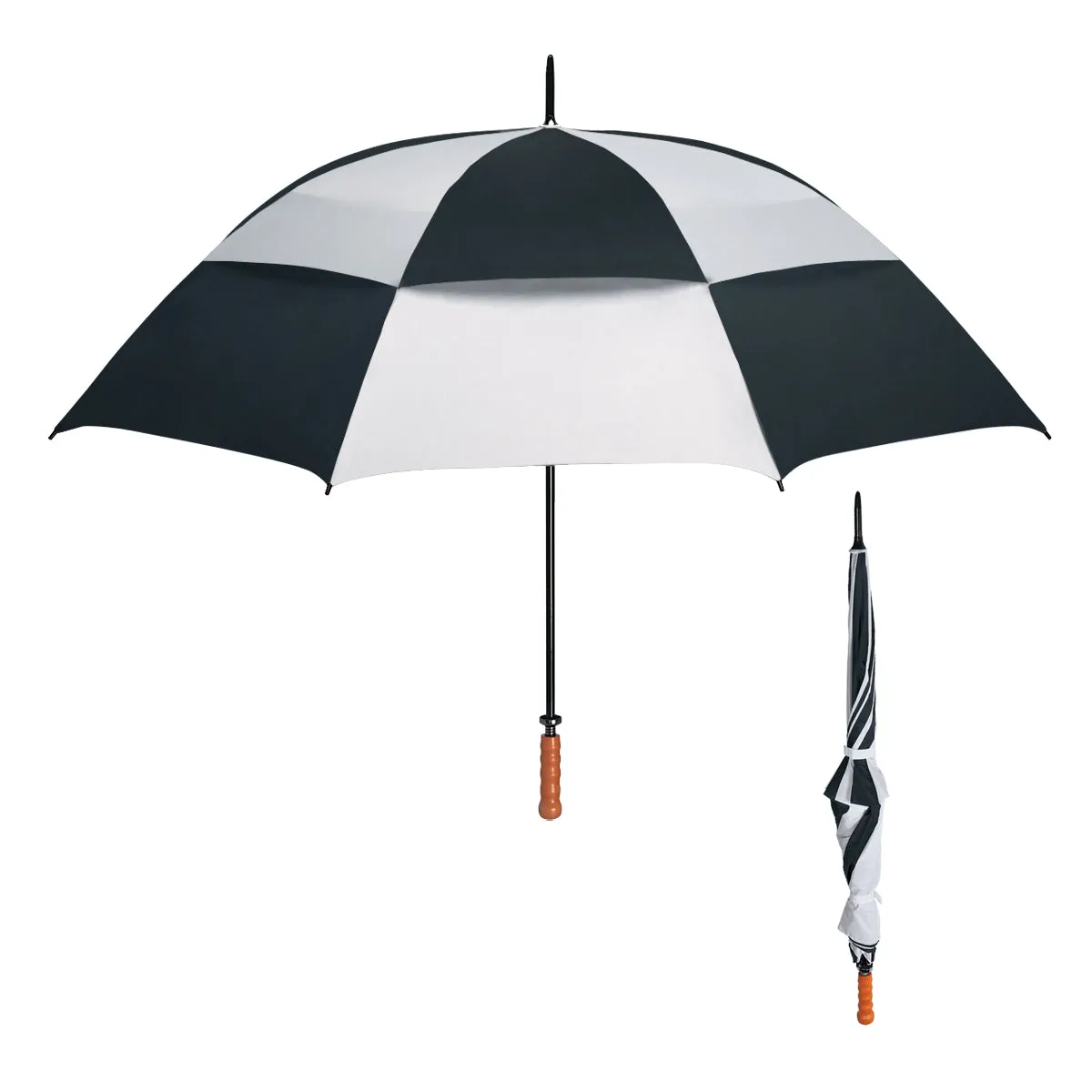 68" Arc Windproof Vented Umbrella, We/Black