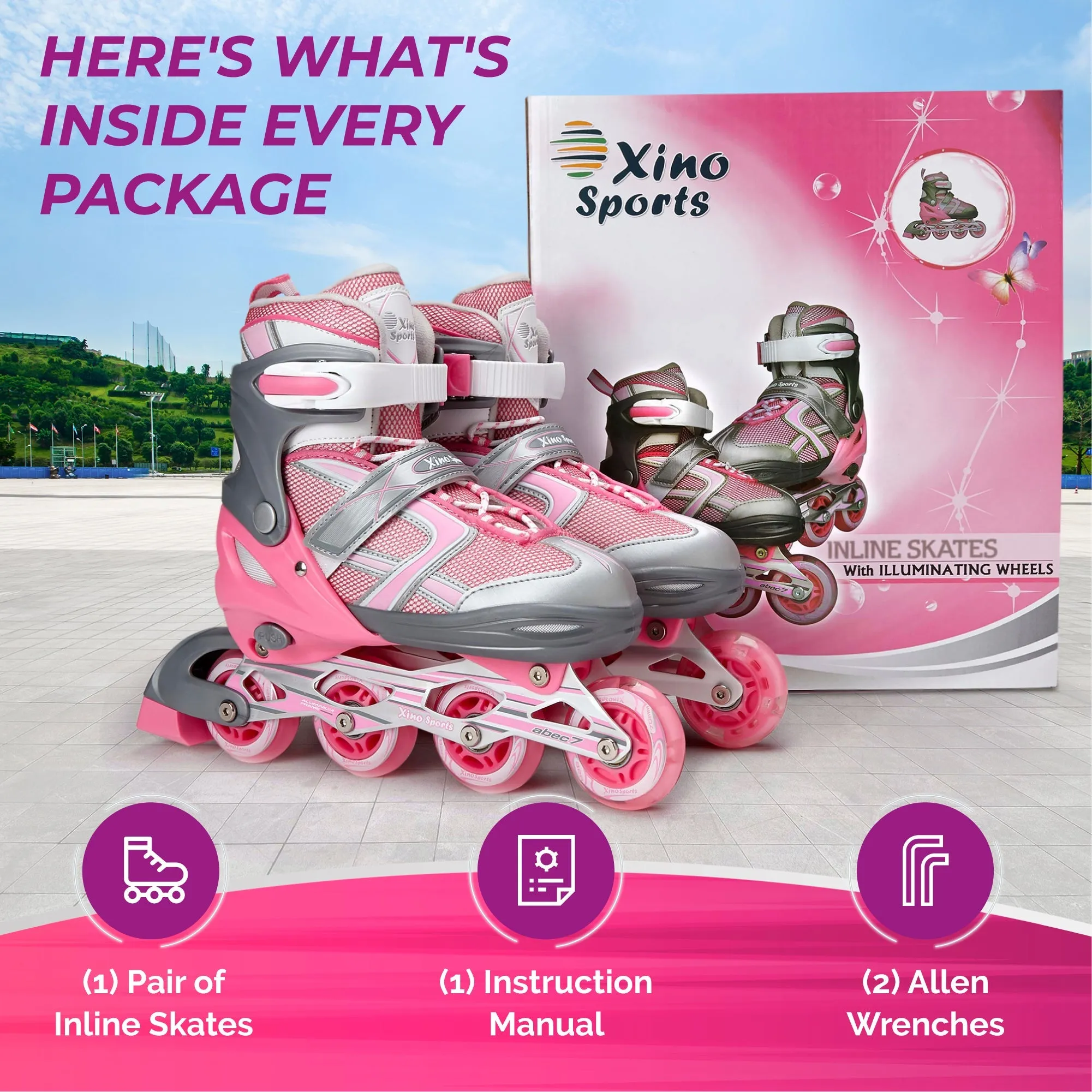 Adjustable Inline Skates for Kids With Light-Up Wheels