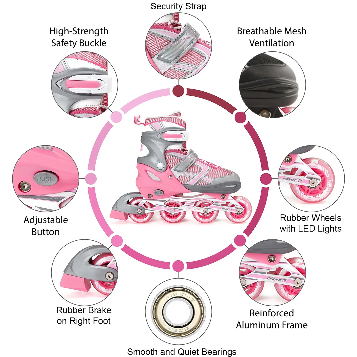 Adjustable Inline Skates for Kids With Light-Up Wheels