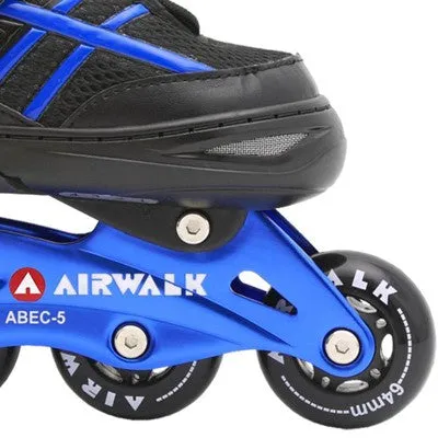 Airwalk Kids Youth Boys Girls Adjustable Inline Skates ABEC-5 Bearing, Blue, 1-4