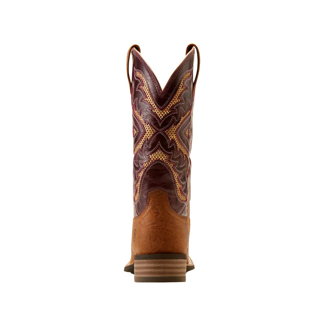 Ariat Women's San Angelo Western Tooled Toasted Almond Aged Merlot Boots