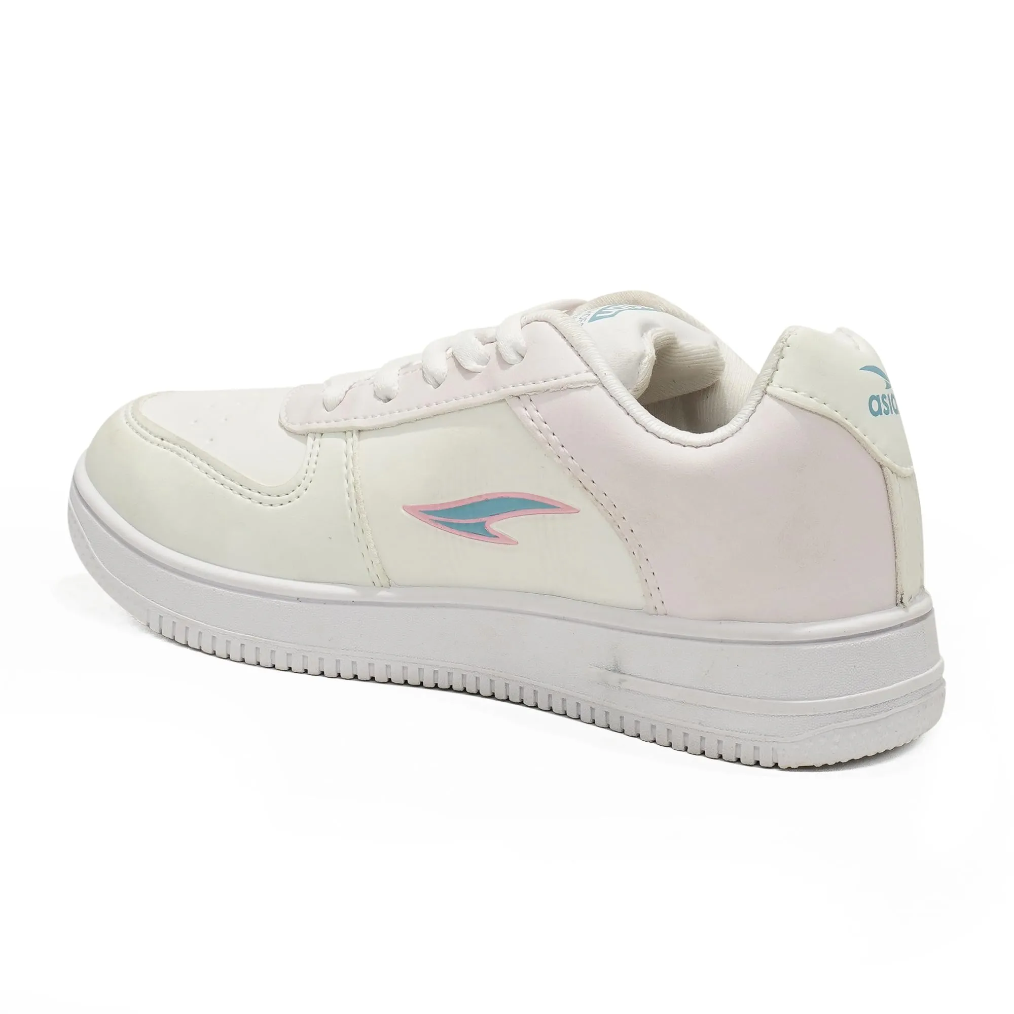 ASIAN Boy's Thunder.21 White Casual Sneaker Shoes with Color Changing Synthetic Upper Lightweight Lace-Up Shoes for Kid's