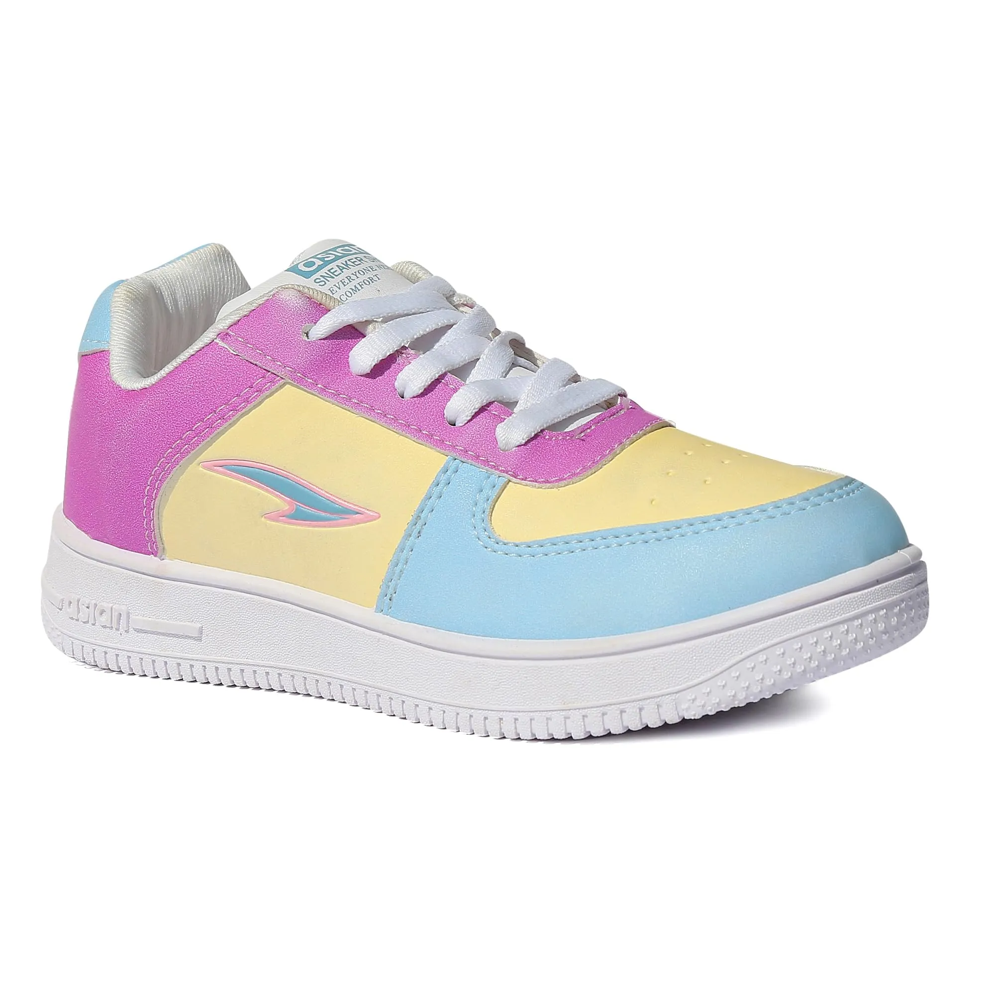 ASIAN Boy's Thunder.21 White Casual Sneaker Shoes with Color Changing Synthetic Upper Lightweight Lace-Up Shoes for Kid's
