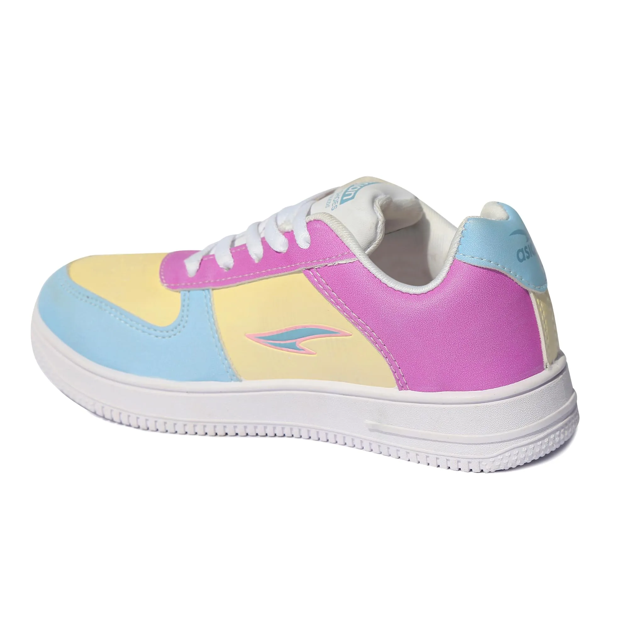 ASIAN Boy's Thunder.21 White Casual Sneaker Shoes with Color Changing Synthetic Upper Lightweight Lace-Up Shoes for Kid's