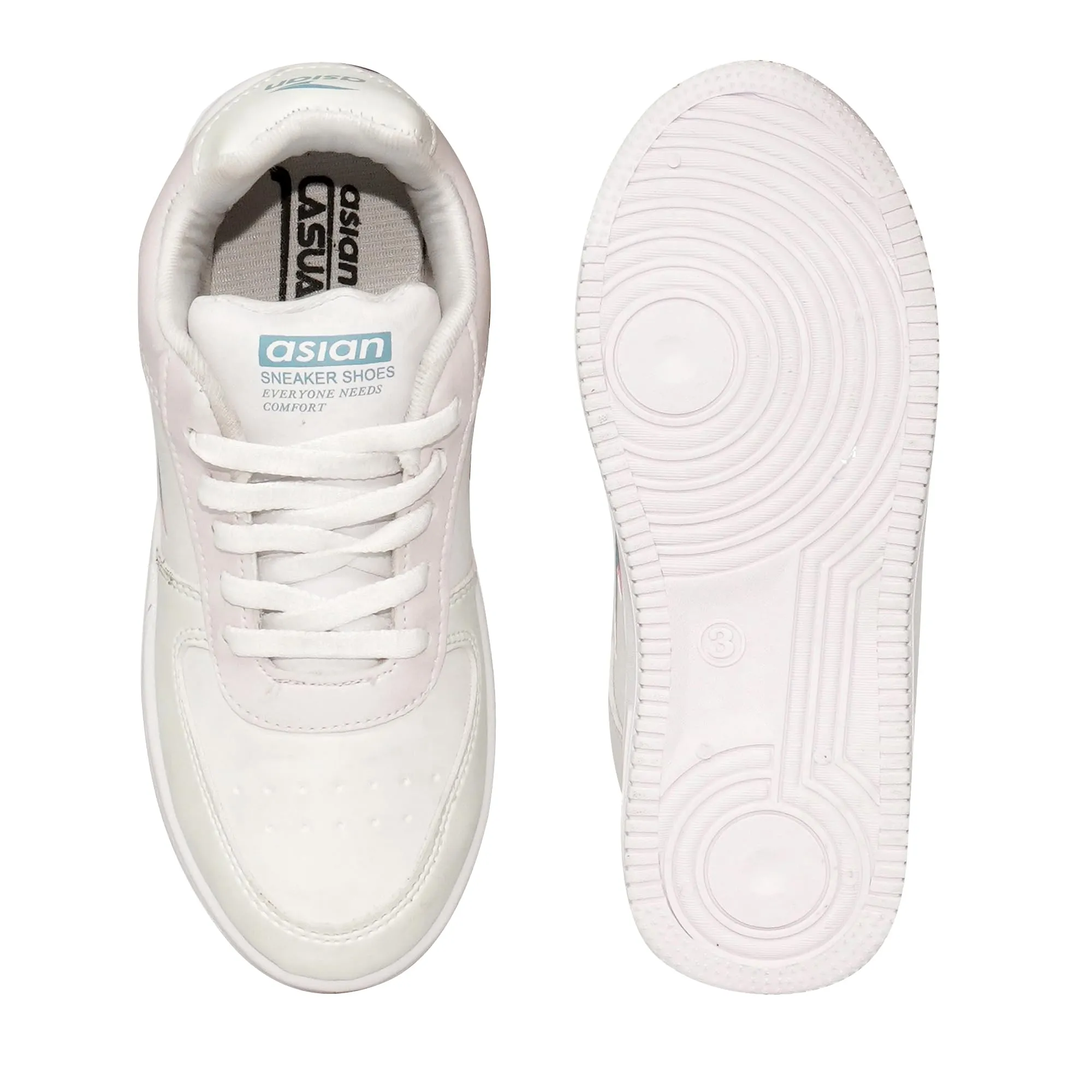 ASIAN Boy's Thunder.21 White Casual Sneaker Shoes with Color Changing Synthetic Upper Lightweight Lace-Up Shoes for Kid's