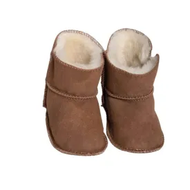 Baa Baby Tabbed Sheepskin Booties (Chestnut)
