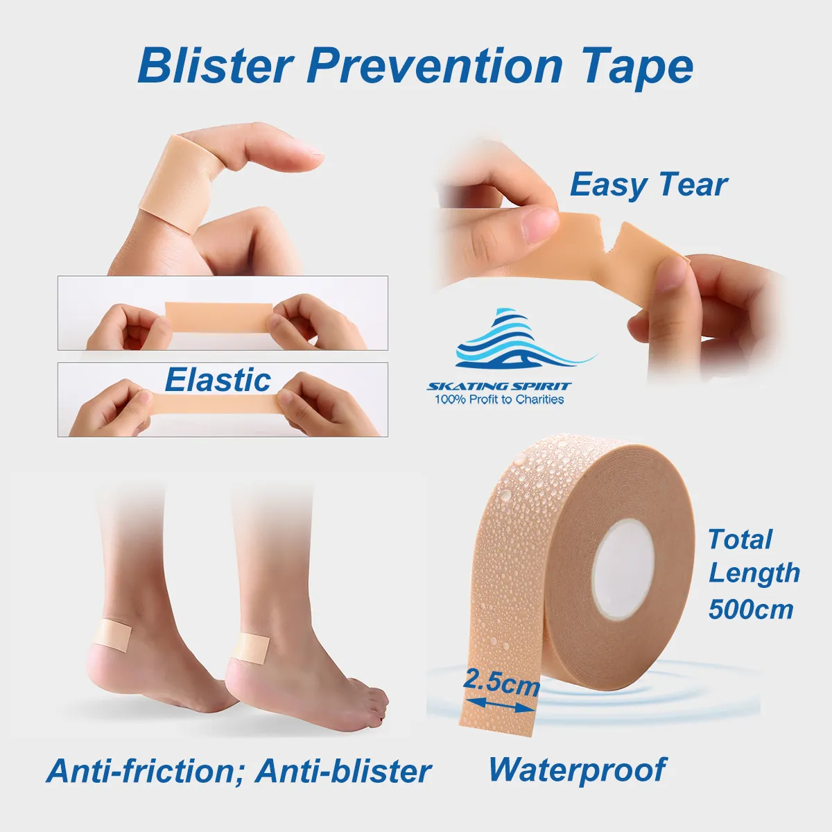 Blister Prevention Tape and Gel Pad 5-piece Package