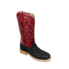 Corral Men's Embroidered Pirarucu Black & Red Boots