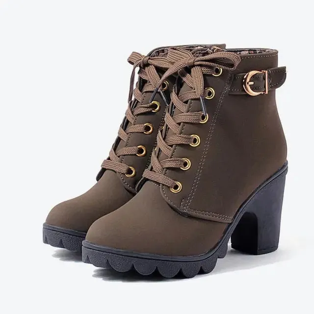 Cross strappy boots
