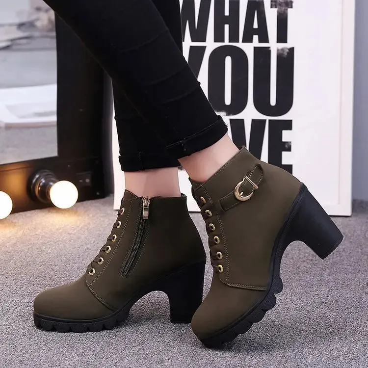 Cross strappy boots