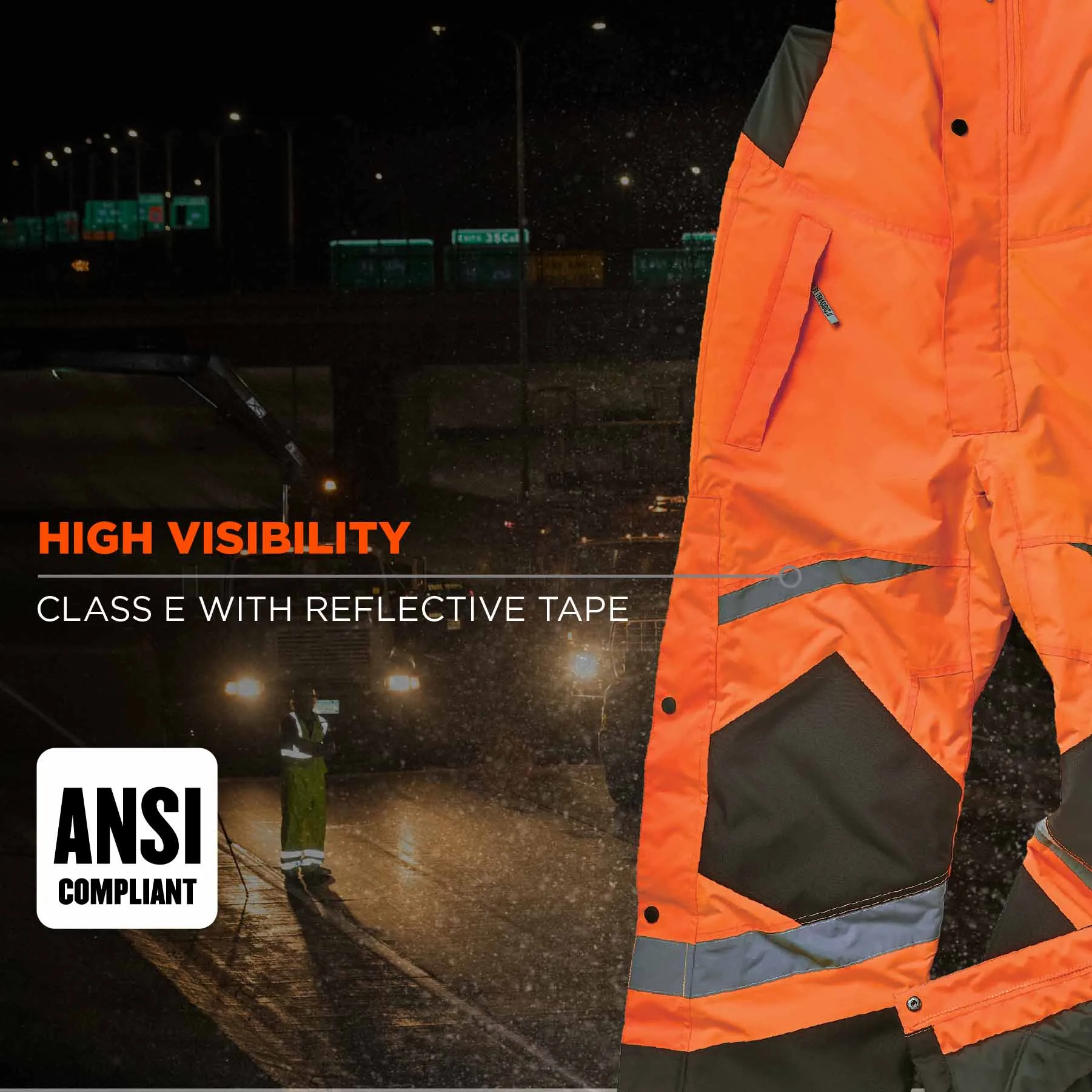 Ergodyne 25635 8928 XL Orange Class E Hi-Vis Insulated Bibs