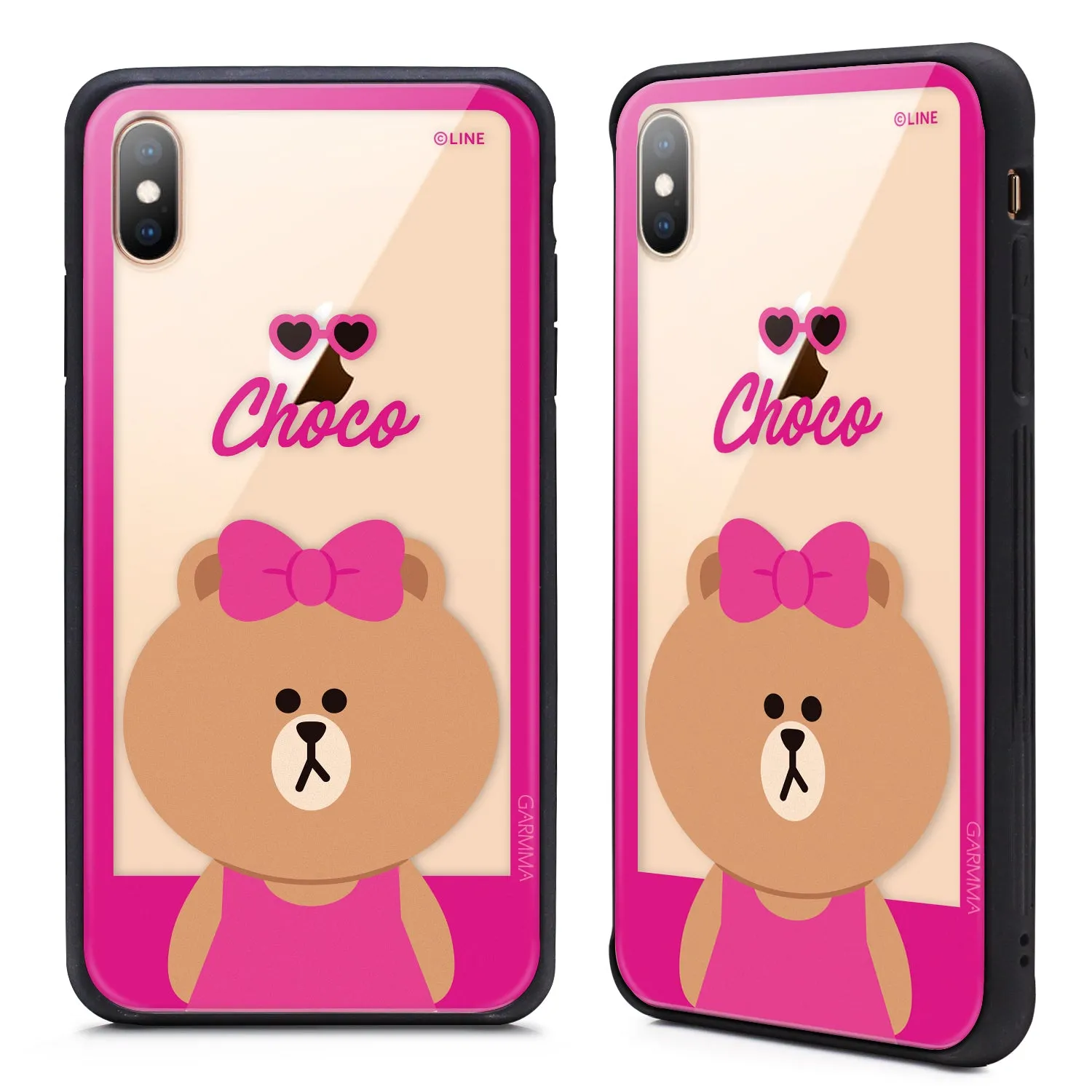GARMMA Line Friends Air Cushion Shockproof Tempered Glass Back Case Cover for Apple iPhone
