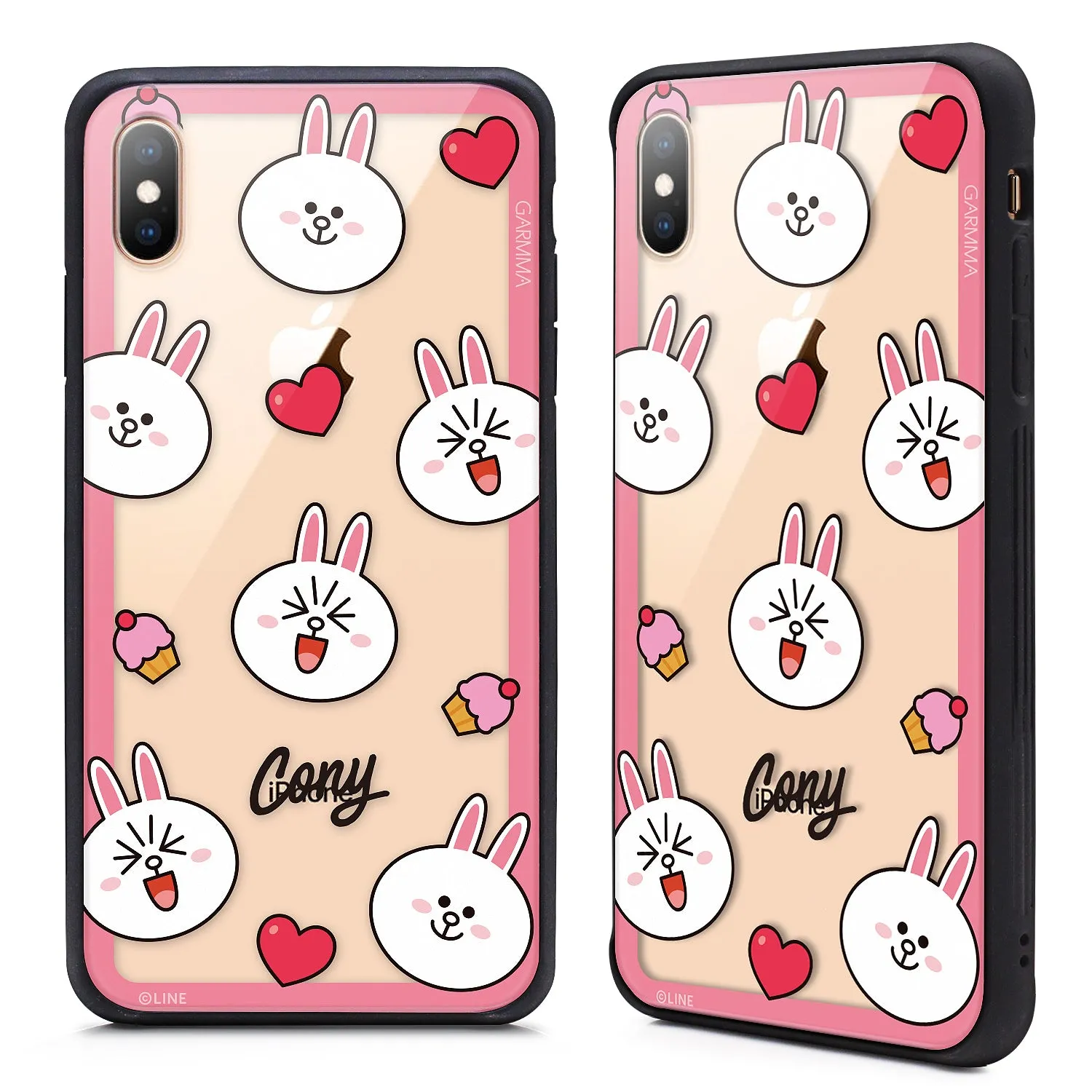 GARMMA Line Friends Air Cushion Shockproof Tempered Glass Back Case Cover for Apple iPhone
