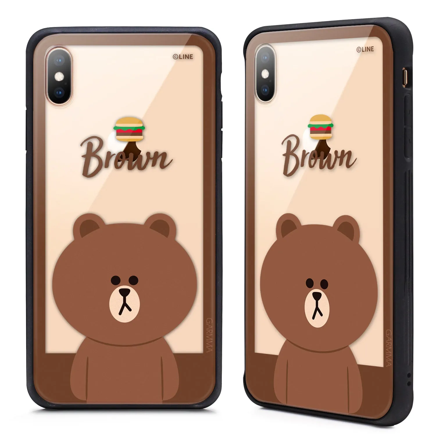 GARMMA Line Friends Air Cushion Shockproof Tempered Glass Back Case Cover for Apple iPhone