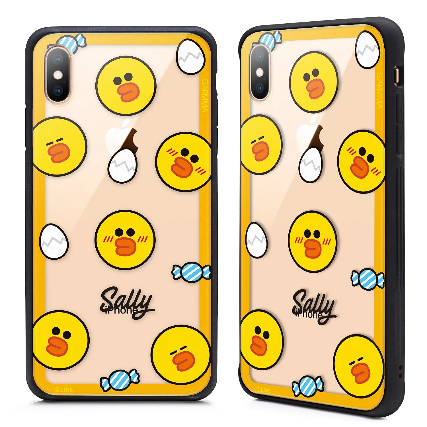 GARMMA Line Friends Air Cushion Shockproof Tempered Glass Back Case Cover for Apple iPhone