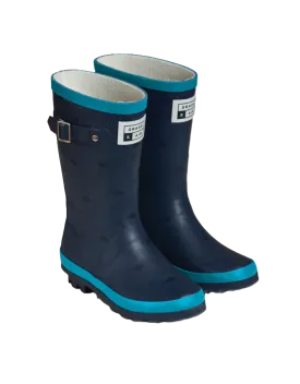 Grass & Air Kids Navy & Turquoise Wellie