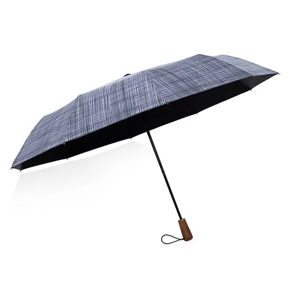 Grey Plaid Folding Windproof Umbrella