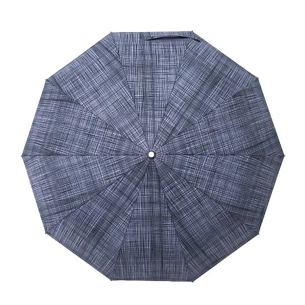 Grey Plaid Folding Windproof Umbrella