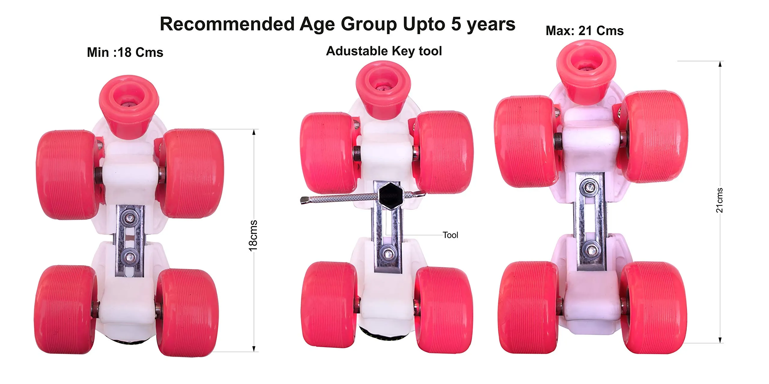 Jaspo Toddlers Baby Kids Junior Intact Adjustable Roller Skates Combo (Suitable for Age Group Up to 5 Years, Derby Dolls Intact, Unisex, Speed Wheel, Multicolor)