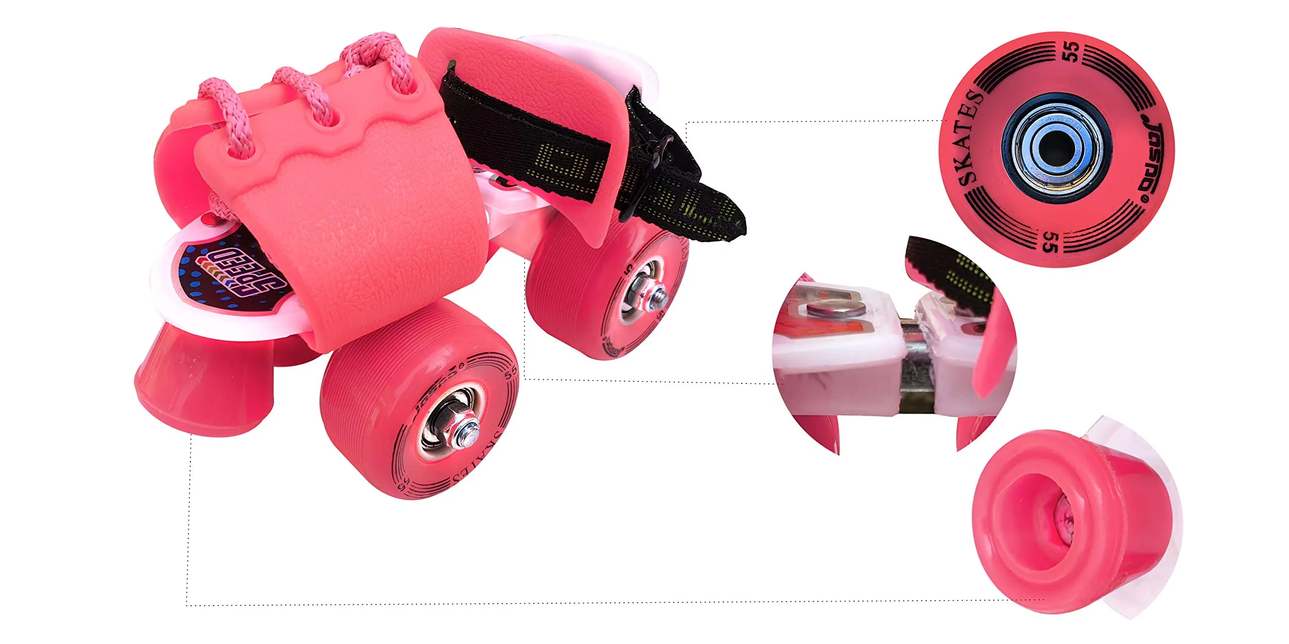 Jaspo Toddlers Baby Kids Junior Intact Adjustable Roller Skates Combo (Suitable for Age Group Up to 5 Years, Derby Dolls Intact, Unisex, Speed Wheel, Multicolor)