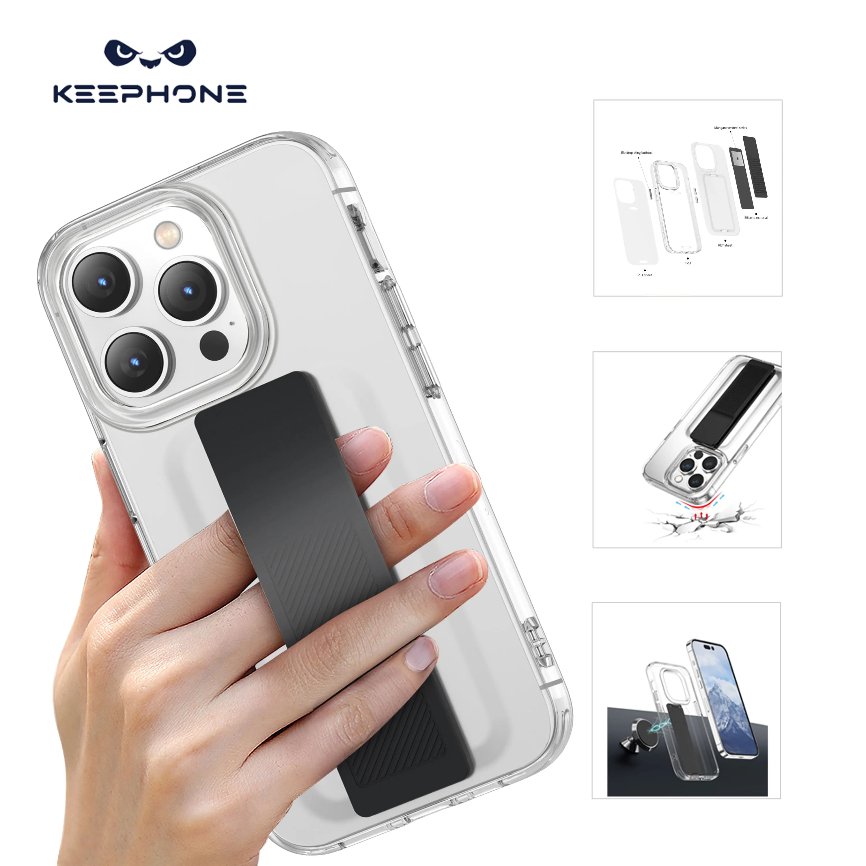 Keephone Heldro Elastic Grip Band Shockproof Case Cover