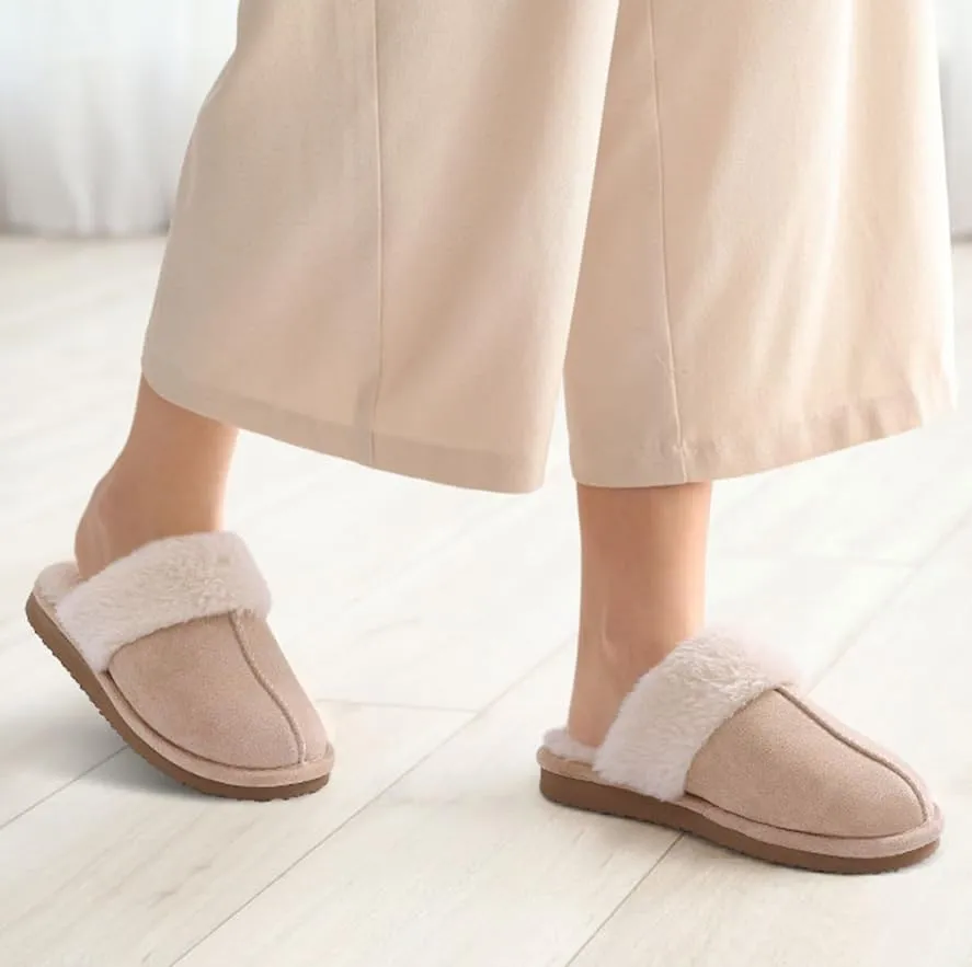 Litfun Women's Fuzzy Memory Foam Slippers Fluffy Winter House Shoes Indoor and Outdoor, Brown 7-7.5