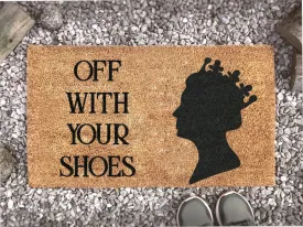 Off With Your Shoes, Queen Doormat, Queens Jubilee, Custom Coir, Elizabeth, Welcome Doormat, Home Decor
