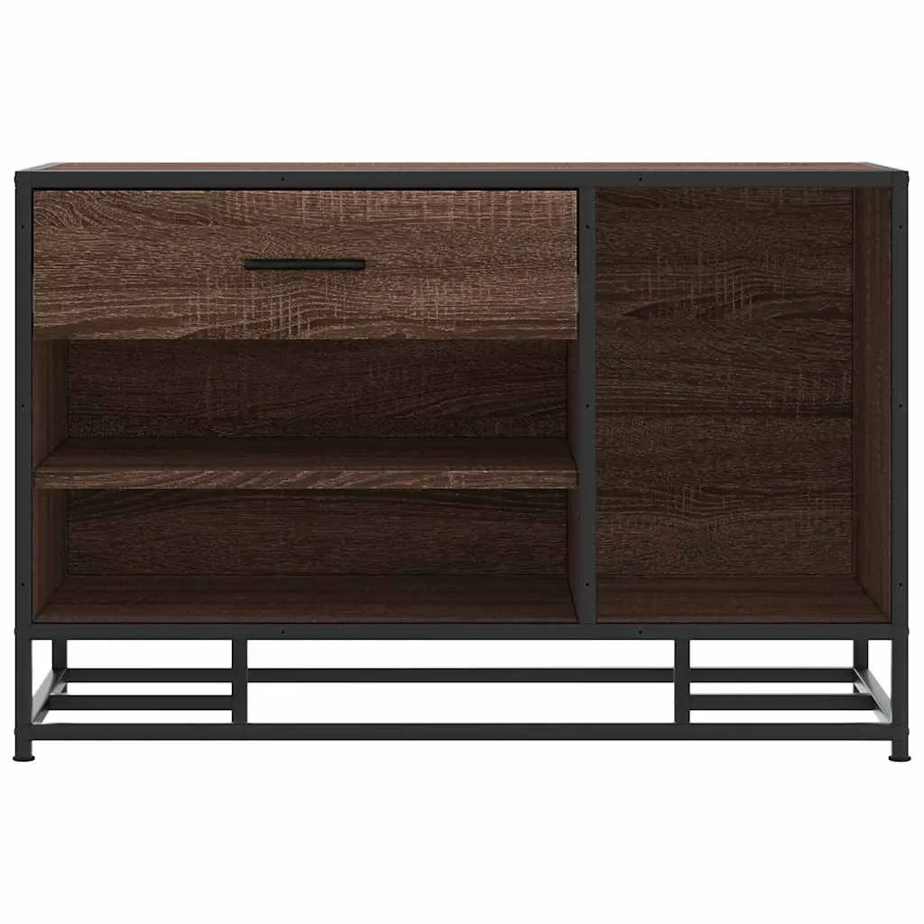 Shoe Bench Brown Oak 80x40x53.5 cm Engineered Wood and Metal
