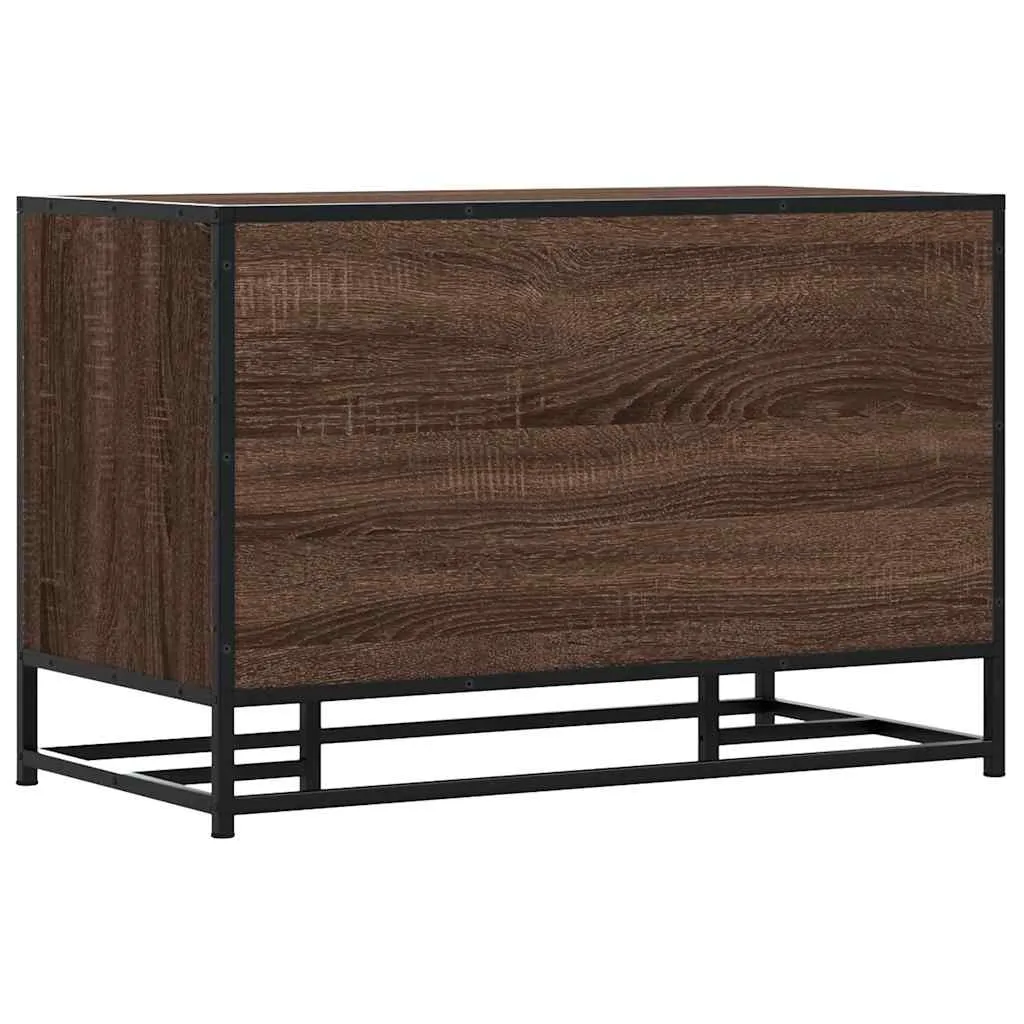 Shoe Bench Brown Oak 80x40x53.5 cm Engineered Wood and Metal