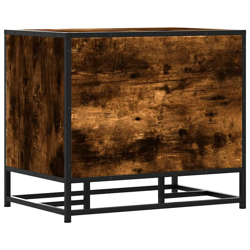 Shoe Bench Smoked Oak 60x40x53.5 cm Engineered Wood and Metal
