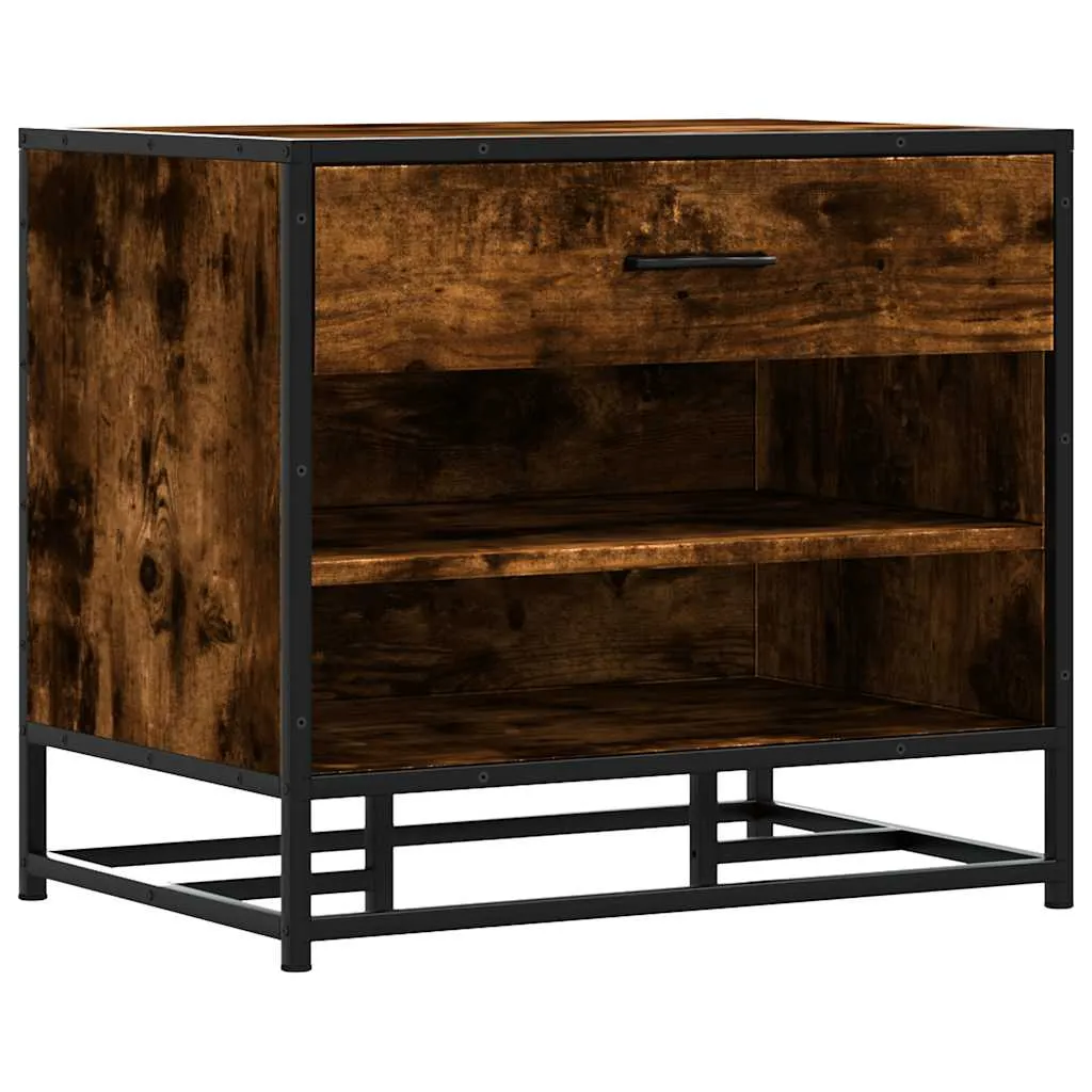 Shoe Bench Smoked Oak 60x40x53.5 cm Engineered Wood and Metal