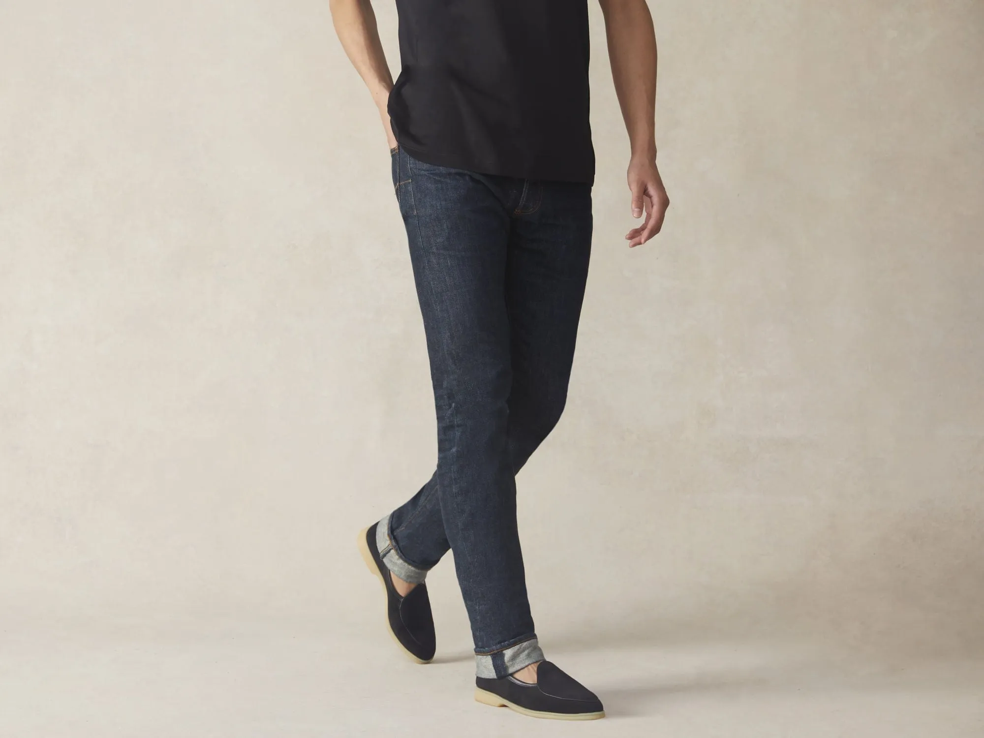 Stride Loafers in Black Glove Suede Natural Sole