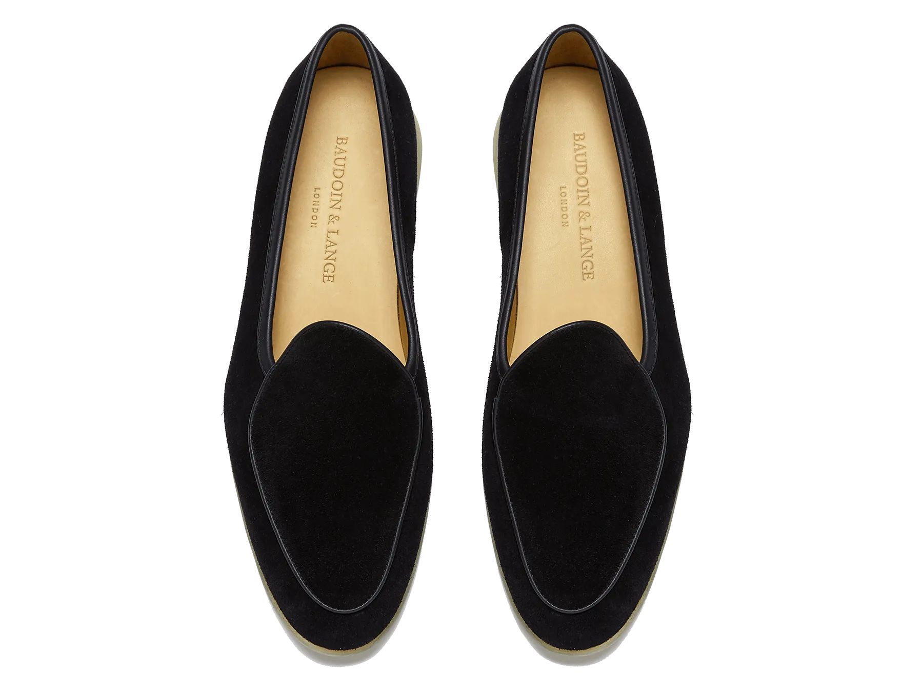 Stride Loafers in Black Glove Suede Natural Sole