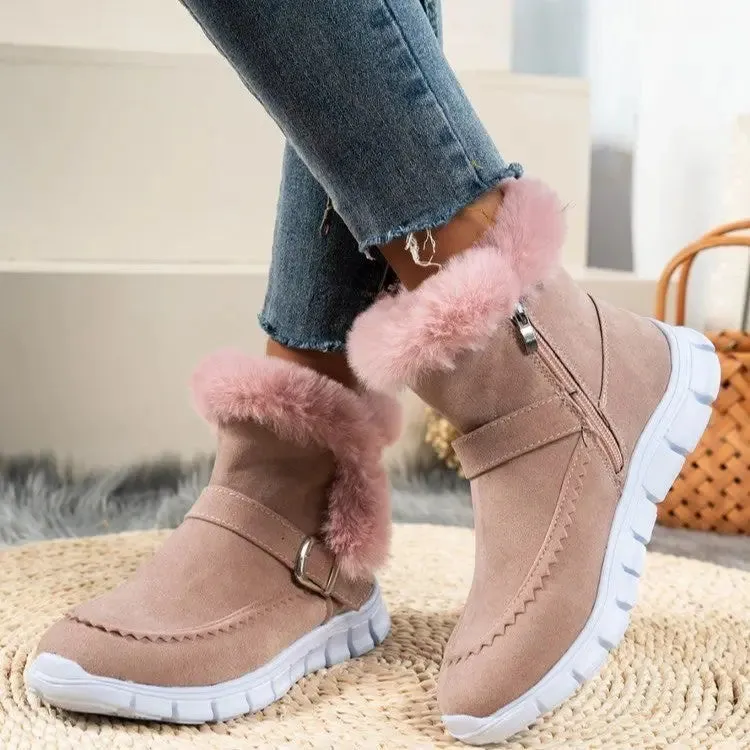 Warm Comfortable Plush Velvet Ankle Boots