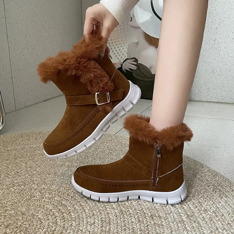 Warm Comfortable Plush Velvet Ankle Boots