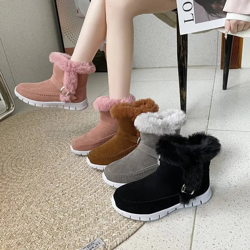 Warm Comfortable Plush Velvet Ankle Boots