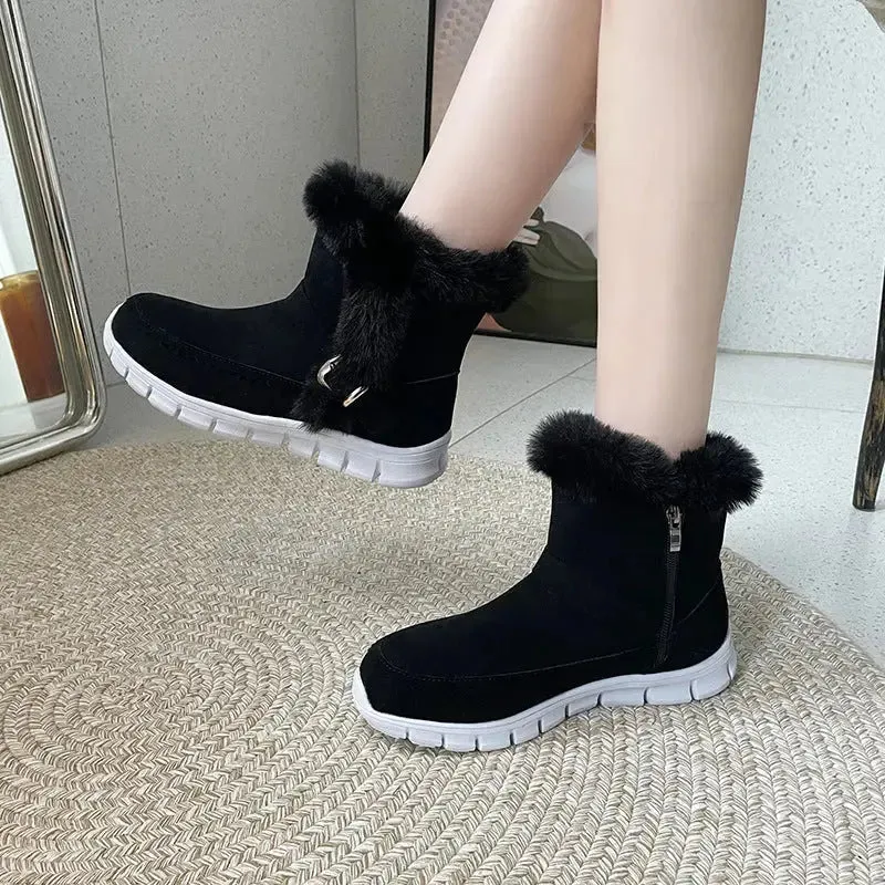 Warm Comfortable Plush Velvet Ankle Boots