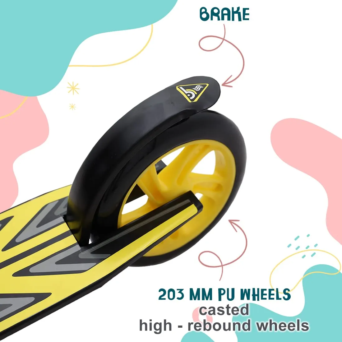 Wembley Kick Scooter for Kids | 2 Wheels Steel Frame Foldable and 3 Adjustable Height | Skating Cycle for Kids 6-12 to 14 Years Boys Girls - Yellow BIS Certified - Capacity 50kg