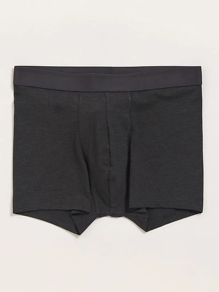 WES Lounge Plain Grey Cotton Trunks - Pack of 3