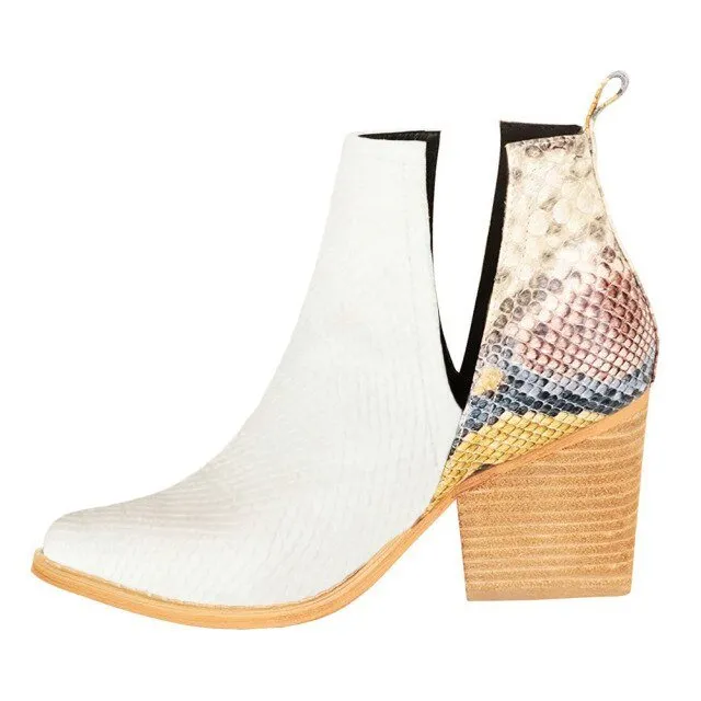 WOW-ME Western Soft Plush Thick Heel Slip-On Boots
