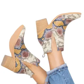 WOW-ME Western Soft Plush Thick Heel Slip-On Boots