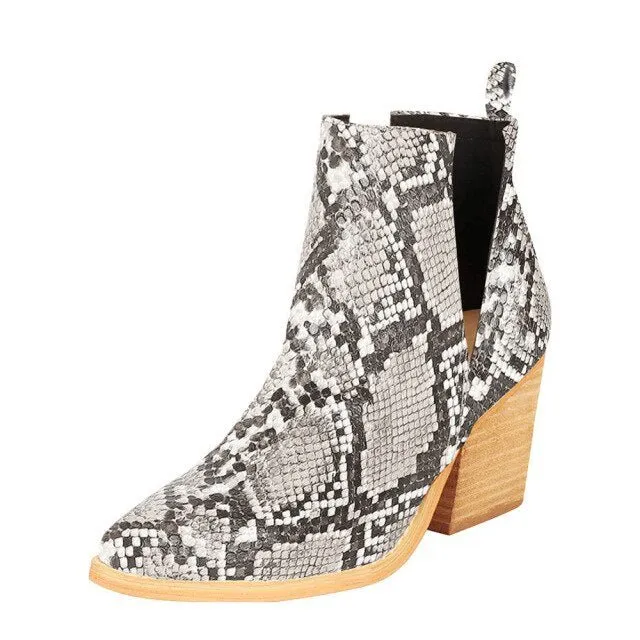 WOW-ME Western Soft Plush Thick Heel Slip-On Boots