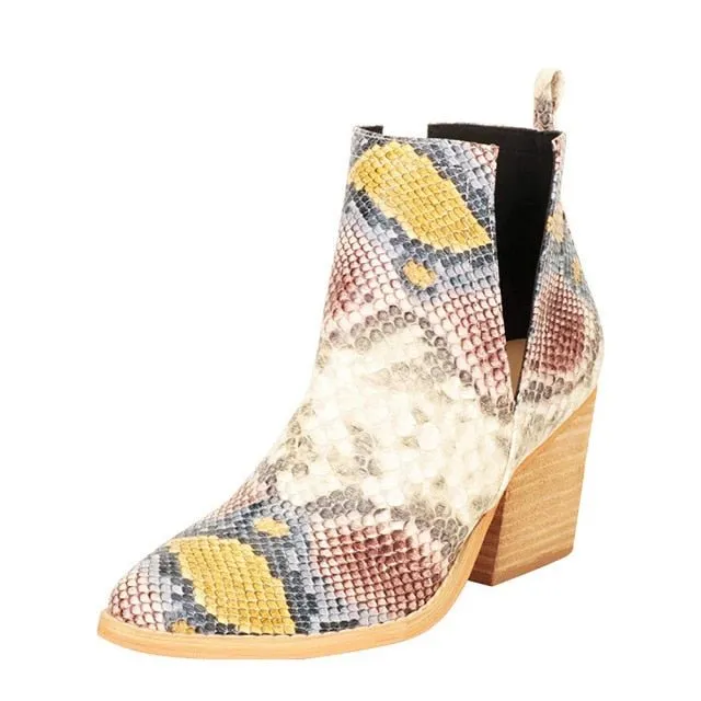 WOW-ME Western Soft Plush Thick Heel Slip-On Boots